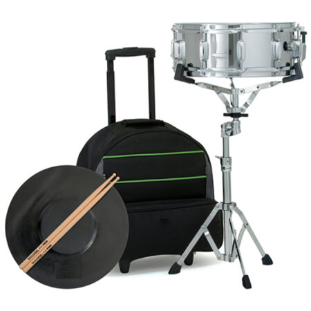 a black and green drum set