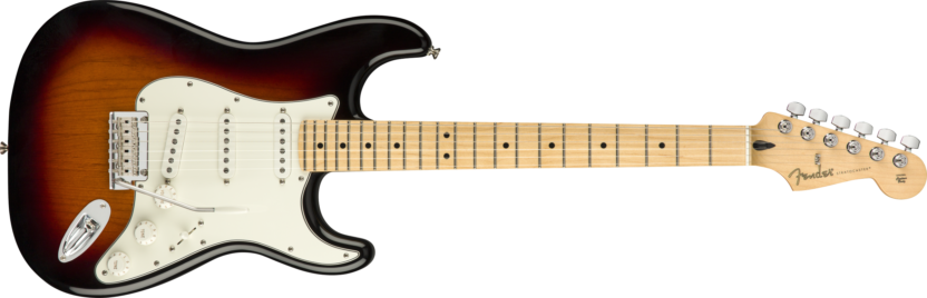a brown electric guitar