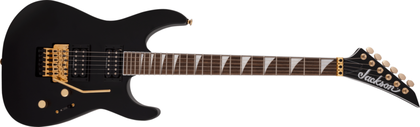 a black and white electric guitar