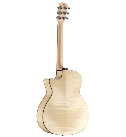 a wooden guitar with a strap