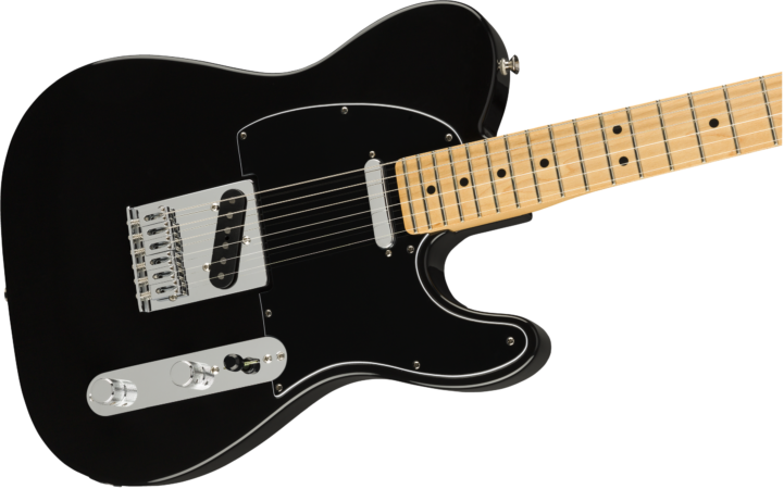 a black electric guitar