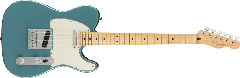 a blue electric guitar