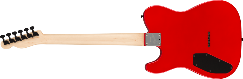 a red and black guitar
