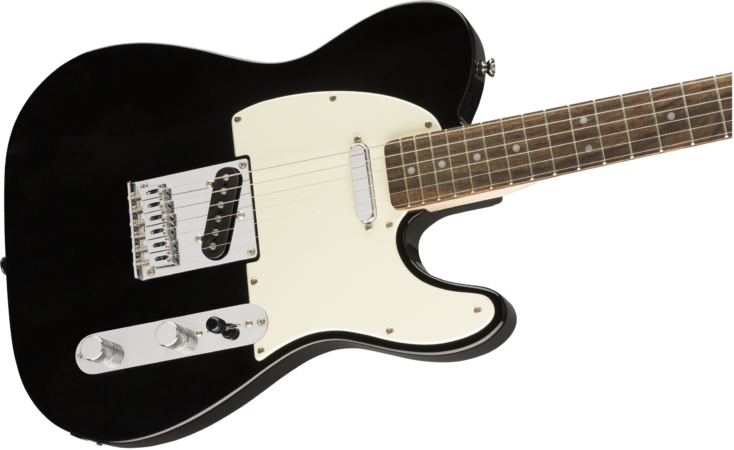 a black and white electric guitar