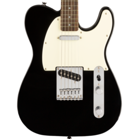 a guitar with a black neck