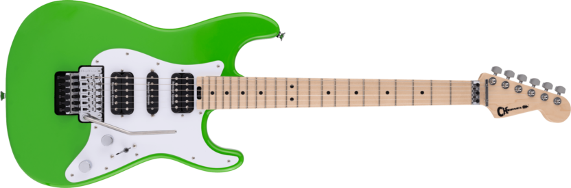 a green electric guitar