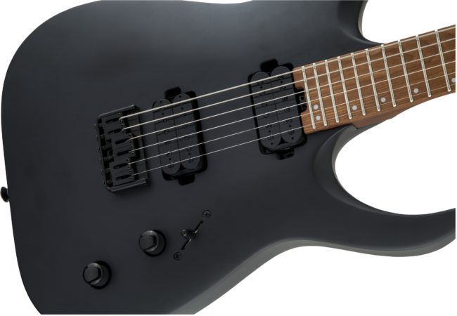 a black electric guitar