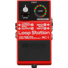 CHECK LOOP LEVEL STOP/UNDO-> V POWER ON OUTPUTA INPUT A (MONO) (MONO) OUTPUT B INPUT B Loop Station STOP : PRESS TWICE CLEAR : PRESS & HOLD(>2 sec.) RC-1 6BOSS