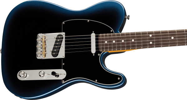 a blue electric guitar