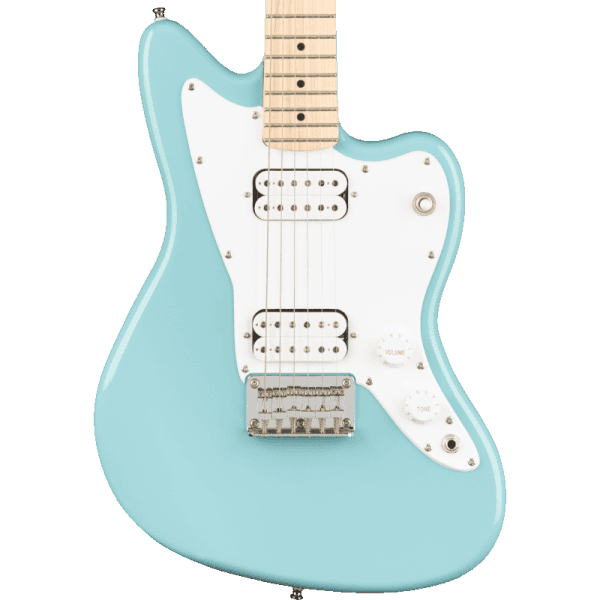 a blue electric guitar