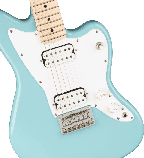 a blue electric guitar