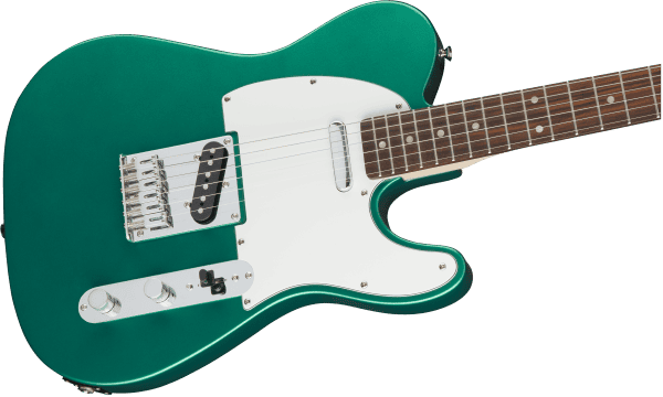 a green electric guitar