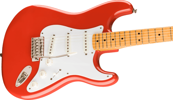 a red electric guitar