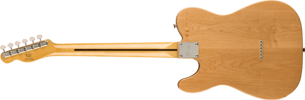 a wooden guitar with a white neck
