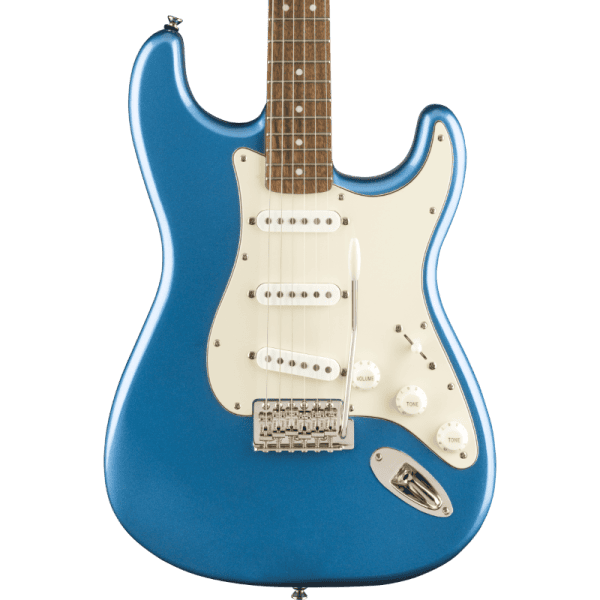 a blue electric guitar