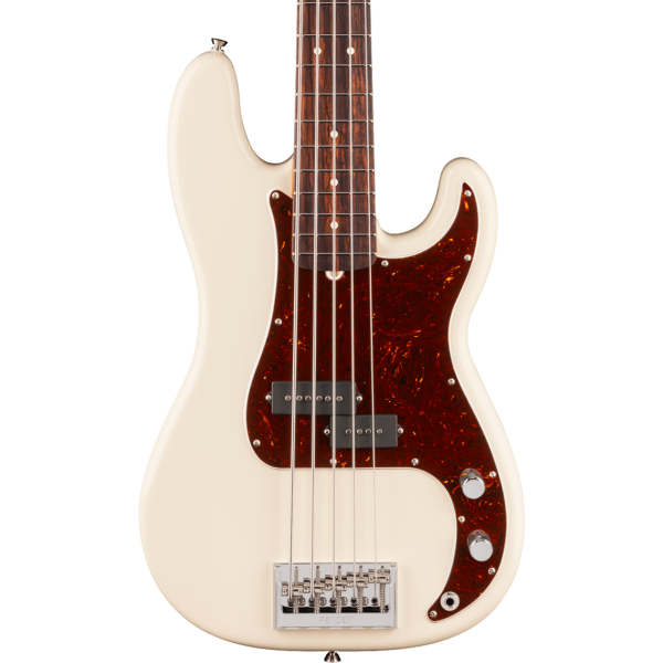 American Professional Precision Bass V in Olympic White - Dietze Music